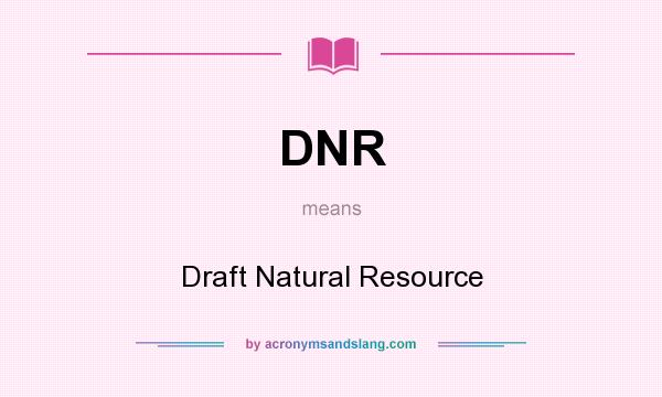 What does DNR mean? It stands for Draft Natural Resource