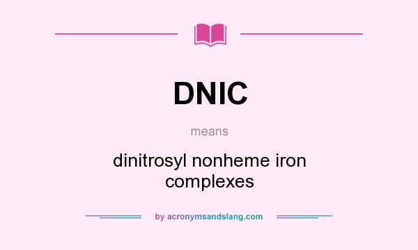 What does DNIC mean? It stands for dinitrosyl nonheme iron complexes