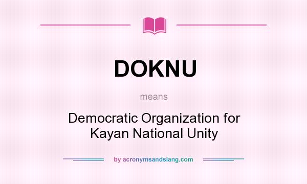 What does DOKNU mean? It stands for Democratic Organization for Kayan National Unity