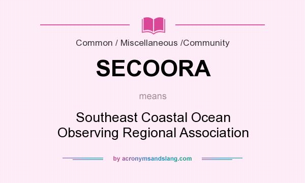 What does SECOORA mean? It stands for Southeast Coastal Ocean Observing Regional Association
