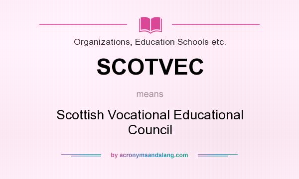 What does SCOTVEC mean? It stands for Scottish Vocational Educational Council