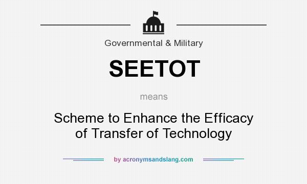 What does SEETOT mean? It stands for Scheme to Enhance the Efficacy of Transfer of Technology