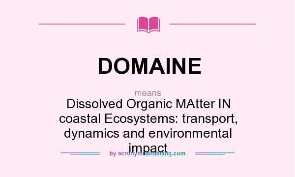 What does DOMAINE mean? It stands for Dissolved Organic MAtter IN coastal Ecosystems: transport, dynamics and environmental impact