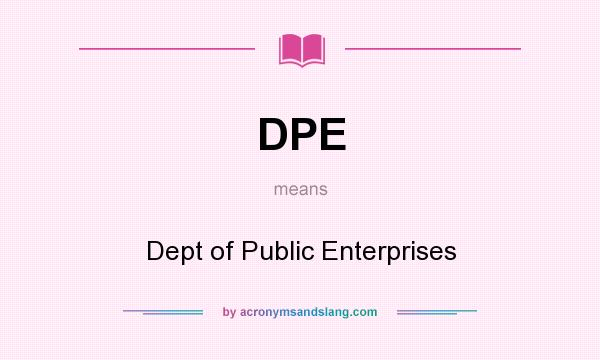 What does DPE mean? It stands for Dept of Public Enterprises