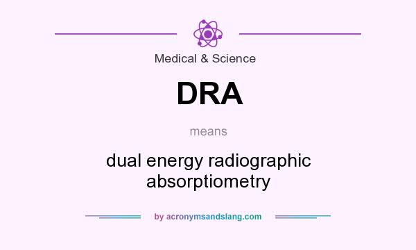 What does DRA mean? It stands for dual energy radiographic absorptiometry