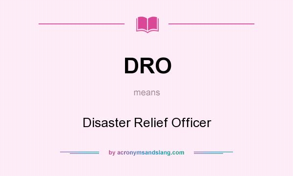 What does DRO mean? It stands for Disaster Relief Officer