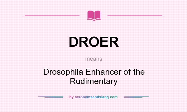 What does DROER mean? It stands for Drosophila Enhancer of the Rudimentary