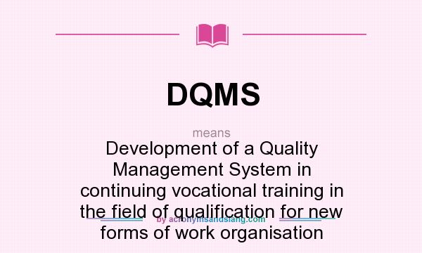 What does DQMS mean? It stands for Development of a Quality Management System in continuing vocational training in the field of qualification for new forms of work organisation