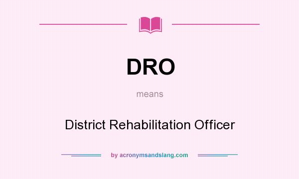 What does DRO mean? It stands for District Rehabilitation Officer