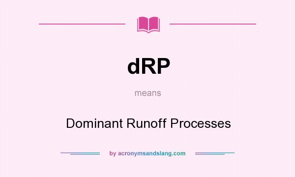 What does dRP mean? It stands for Dominant Runoff Processes