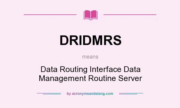 What does DRIDMRS mean? It stands for Data Routing Interface Data Management Routine Server
