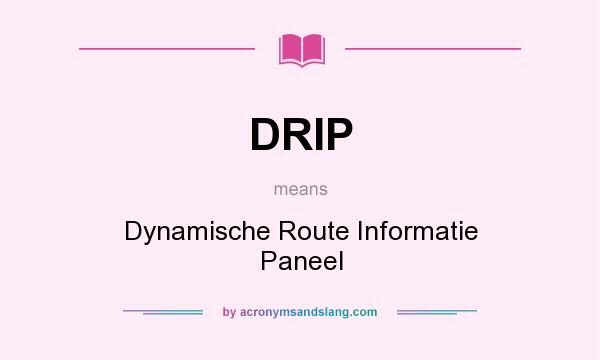 What does DRIP mean? It stands for Dynamische Route Informatie Paneel