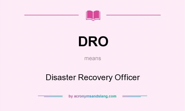 What does DRO mean? It stands for Disaster Recovery Officer