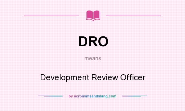 What does DRO mean? It stands for Development Review Officer