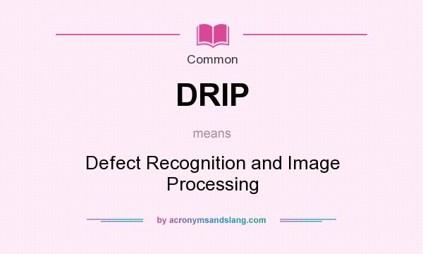 What does DRIP mean? It stands for Defect Recognition and Image Processing