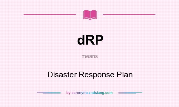 What does dRP mean? It stands for Disaster Response Plan