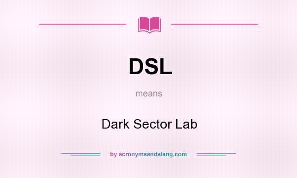 What does DSL mean? It stands for Dark Sector Lab