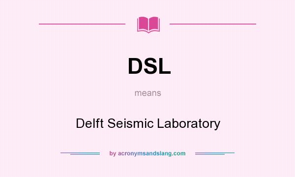 What does DSL mean? It stands for Delft Seismic Laboratory