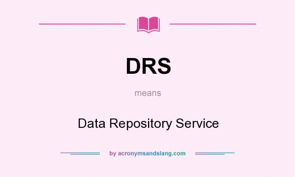 What does DRS mean? It stands for Data Repository Service