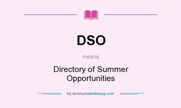What does DSO mean? It stands for Directory of Summer Opportunities
