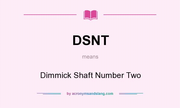 What does DSNT mean? It stands for Dimmick Shaft Number Two