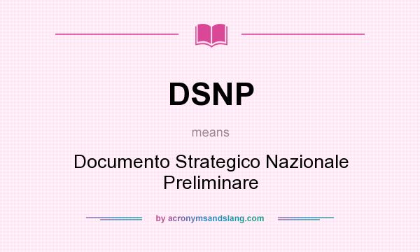 What does DSNP mean? It stands for Documento Strategico Nazionale Preliminare