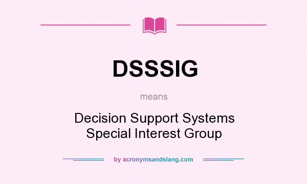 What does DSSSIG mean? It stands for Decision Support Systems Special Interest Group