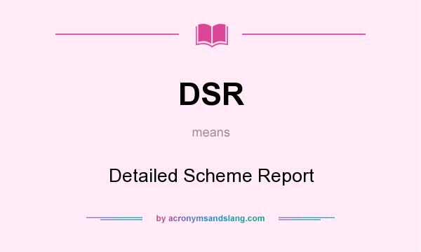 What does DSR mean? It stands for Detailed Scheme Report