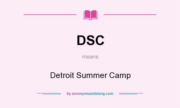 What does DSC mean? It stands for Detroit Summer Camp