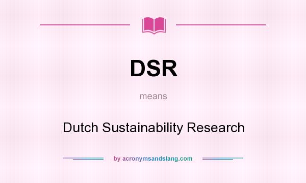 What does DSR mean? It stands for Dutch Sustainability Research