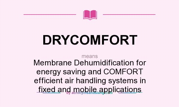 What does DRYCOMFORT mean? It stands for Membrane Dehumidification for energy saving and COMFORT efficient air handling systems in fixed and mobile applications