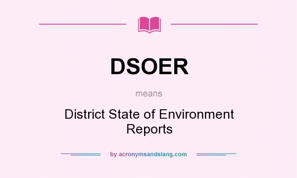 What does DSOER mean? It stands for District State of Environment Reports