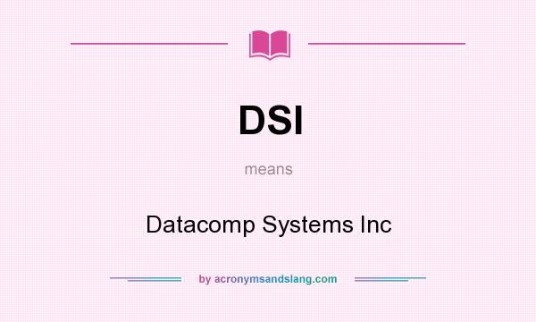 What does DSI mean? It stands for Datacomp Systems Inc