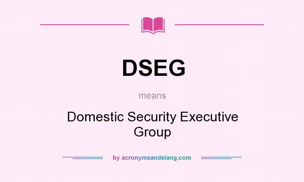 What does DSEG mean? It stands for Domestic Security Executive Group