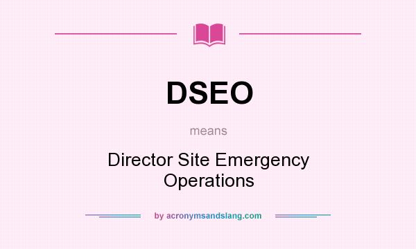 What does DSEO mean? It stands for Director Site Emergency Operations