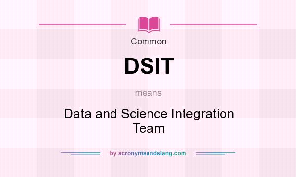 What does DSIT mean? It stands for Data and Science Integration Team
