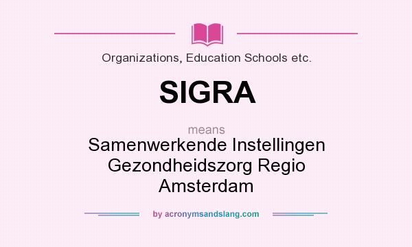 What does SIGRA mean? It stands for Samenwerkende Instellingen Gezondheidszorg Regio Amsterdam