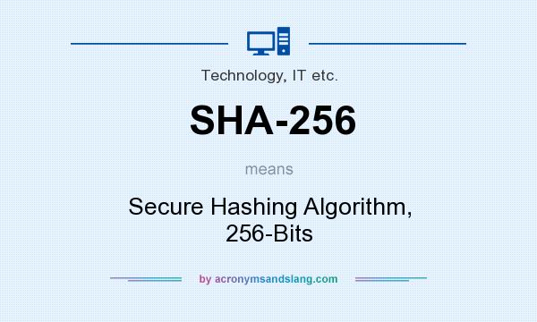 What does SHA-256 mean? It stands for Secure Hashing Algorithm, 256-Bits