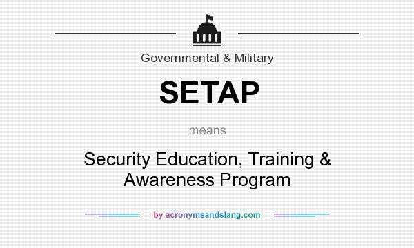 What does SETAP mean? It stands for Security Education, Training & Awareness Program