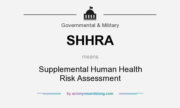 What does SHHRA mean? It stands for Supplemental Human Health Risk Assessment