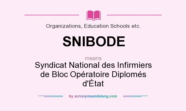 What does SNIBODE mean? It stands for Syndicat National des Infirmiers de Bloc Opératoire Diplomés d`État