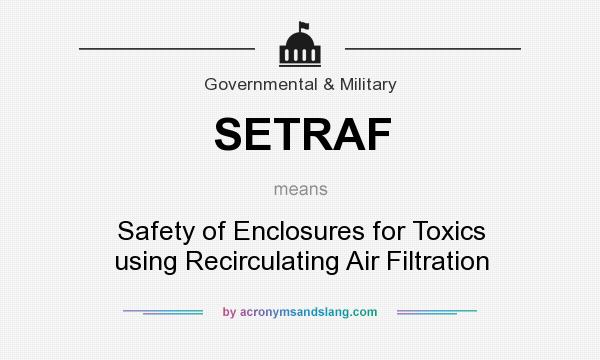 What does SETRAF mean? It stands for Safety of Enclosures for Toxics using Recirculating Air Filtration