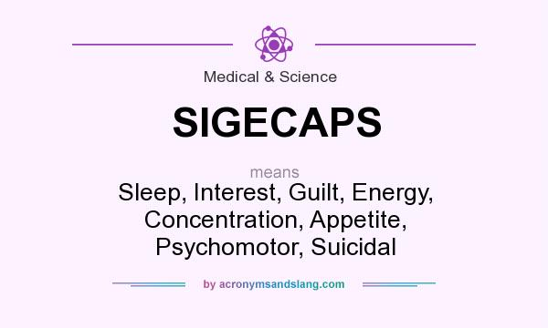 What does SIGECAPS mean? It stands for Sleep, Interest, Guilt, Energy, Concentration, Appetite, Psychomotor, Suicidal