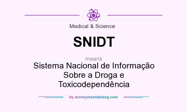 What does SNIDT mean? It stands for Sistema Nacional de Informação Sobre a Droga e Toxicodependência