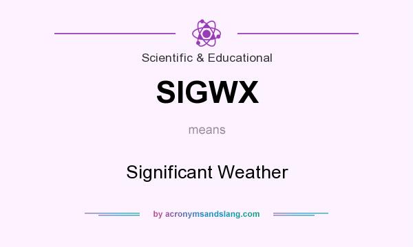 What does SIGWX mean? It stands for Significant Weather