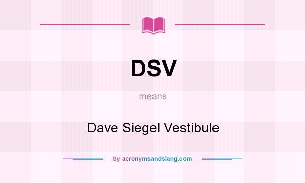 What does DSV mean? It stands for Dave Siegel Vestibule