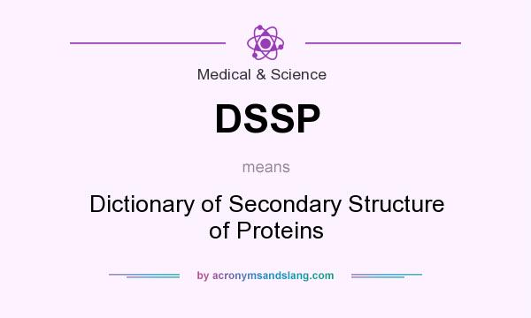 What does DSSP mean? It stands for Dictionary of Secondary Structure of Proteins