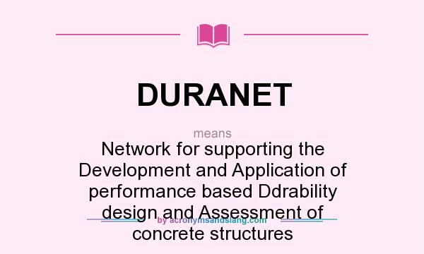 What does DURANET mean? It stands for Network for supporting the Development and Application of performance based Ddrability design and Assessment of concrete structures