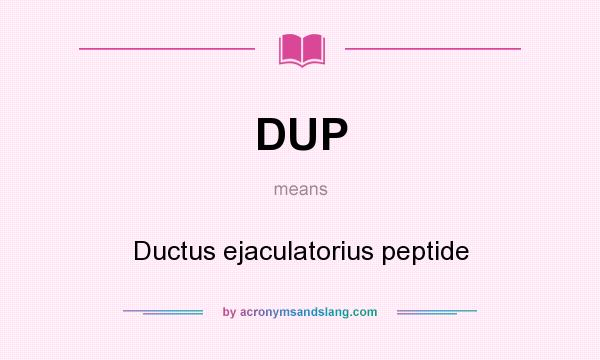 What does DUP mean? It stands for Ductus ejaculatorius peptide