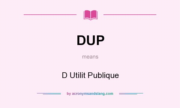 What does DUP mean? It stands for D Utilit Publique
